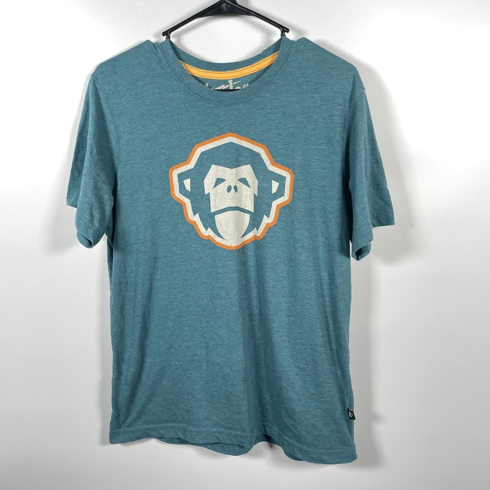 Howler Bros Mens S Teal Heather Monkey Graphic Short Sleeve T-Shirt